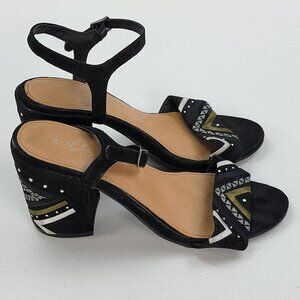 Mari A Sloan Sandals Block Heel Women's 6M Black Embellished Slingback